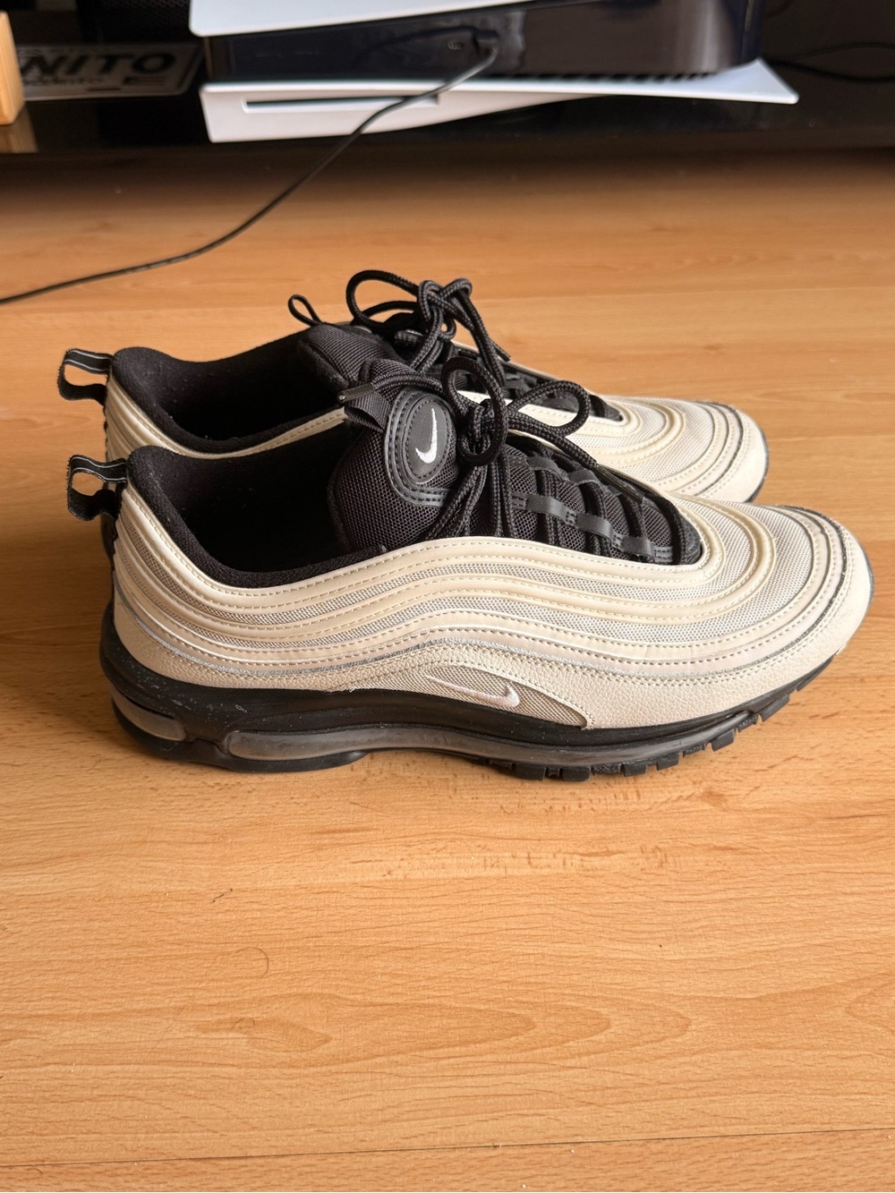 Nike Men’s Air Max 97 Sneakers — Cream and Black